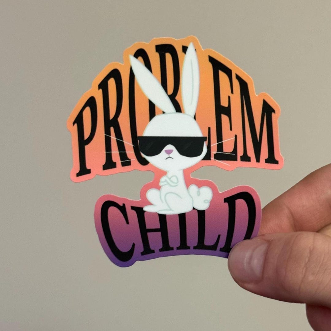 Angel Bunny Problem Child Sticker - Etsy