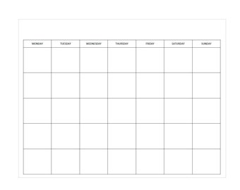 blank printable calendar etsy
