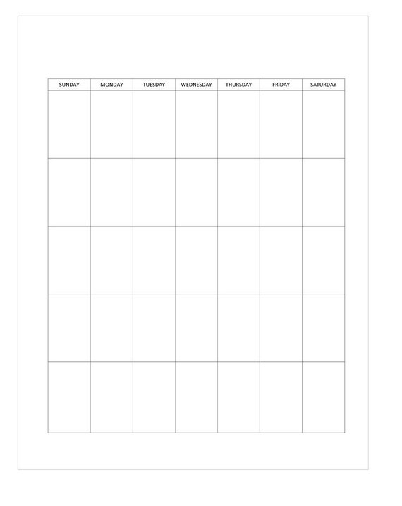 Portrait Sunday Start Printable Blank Monthly Calendar, Standard Design, Digital Download, Instant Download, 1 8.5 X 11 Portrait Page - Etsy Portrait Sunday Start Printable Blank Monthly Calendar, Standard Design, Digital Download, Instant Download, 1 8.5 X 11 Portrait Page - Etsy