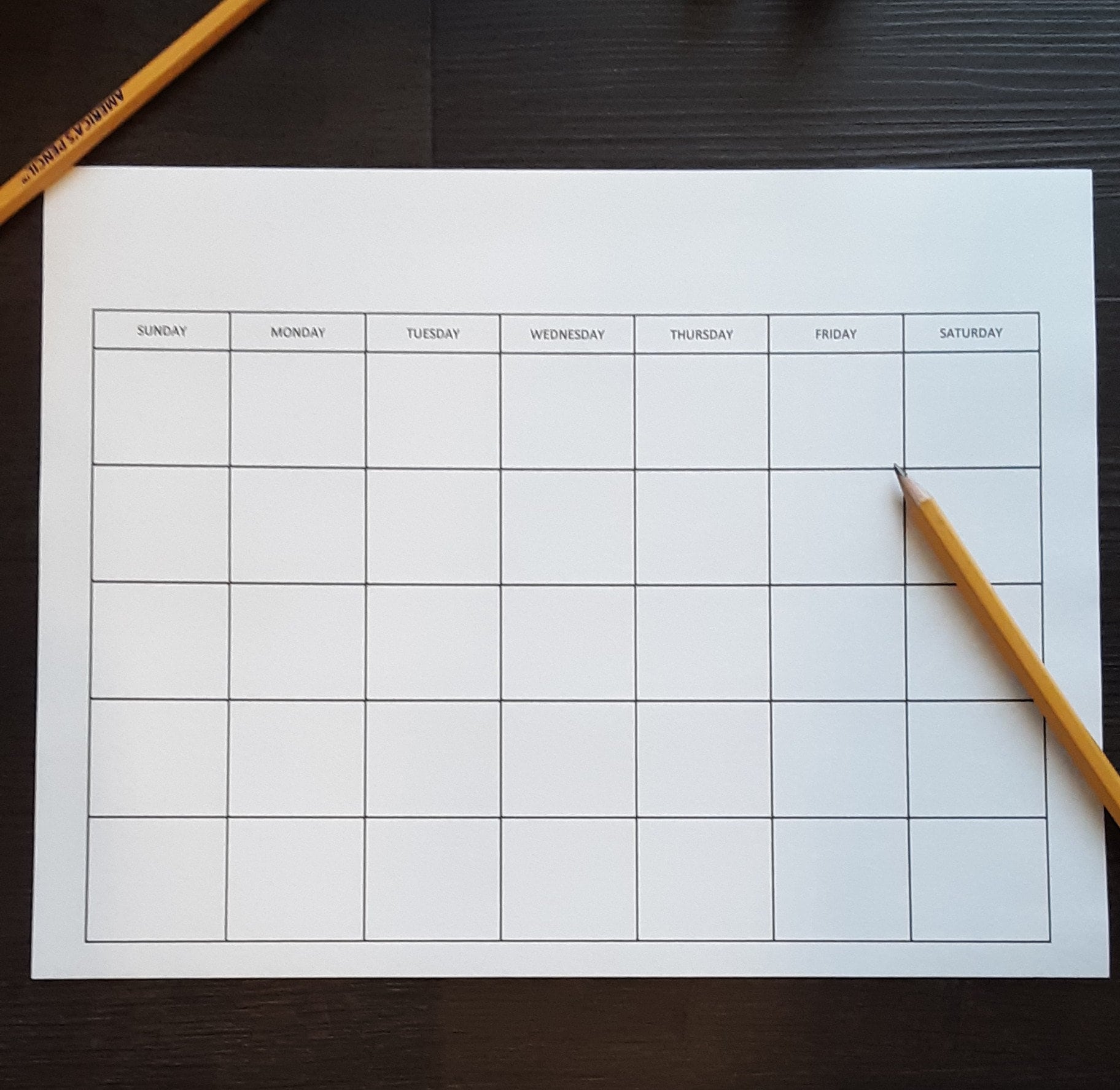 Sunday Start Printable Blank Monthly Calendar, Available in 4 Styles ...
