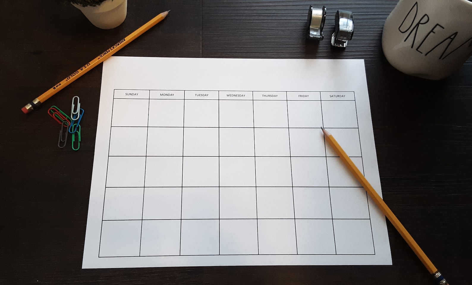 Sunday Start Printable Blank Monthly Calendar, Available in 4 Styles ...