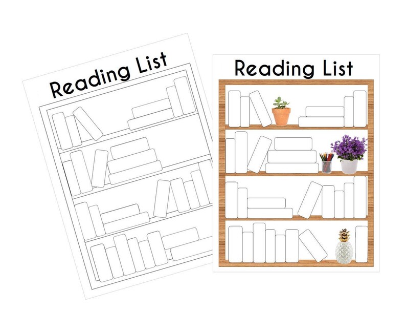 Reading List Available in 2 Styles/formats Book Shelf or Etsy