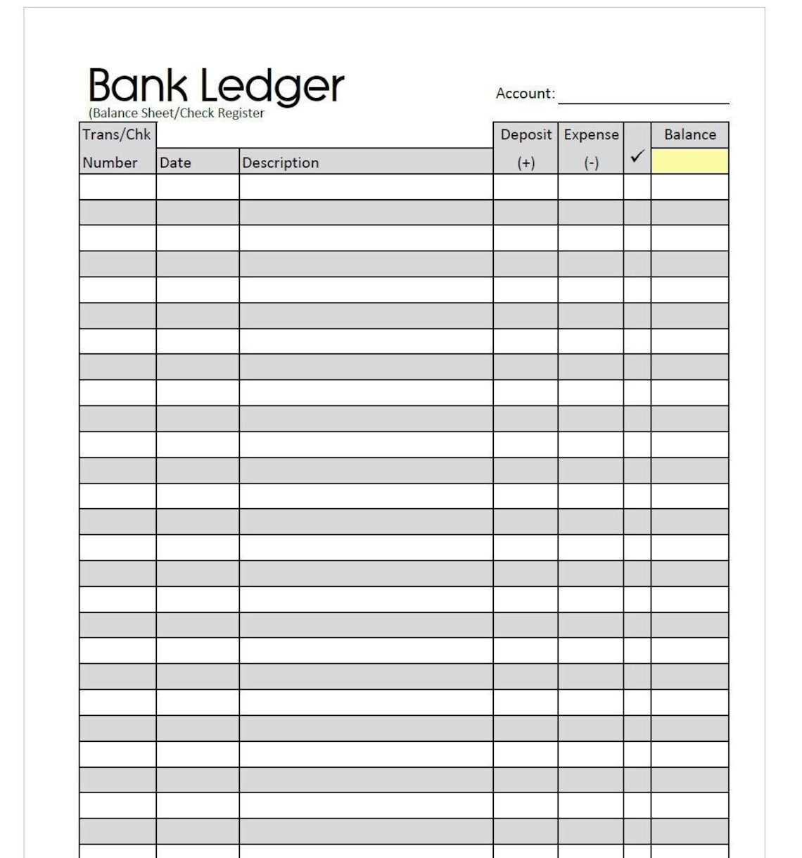 Minimalist Bank Ledger: Check Register Balance Sheet (digital Download Minimalist Bank Ledger: Check Register Balance Sheet (digital Download