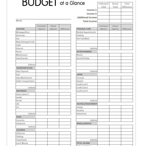 Monthly Budget Worksheet Digital Budget Planner Printable - Etsy