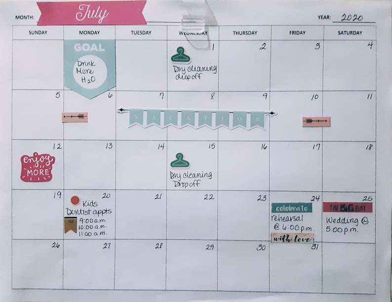 Sunday Start Printable Blank Monthly Calendar Available in 4 Etsy