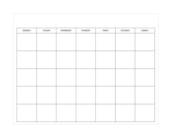 Monday Start Unlimited Prints Blank Monthly Calendar Includes 2 Styles, Minimalist, Instant Download File, 2 11x8.5 Landscape - Etsy