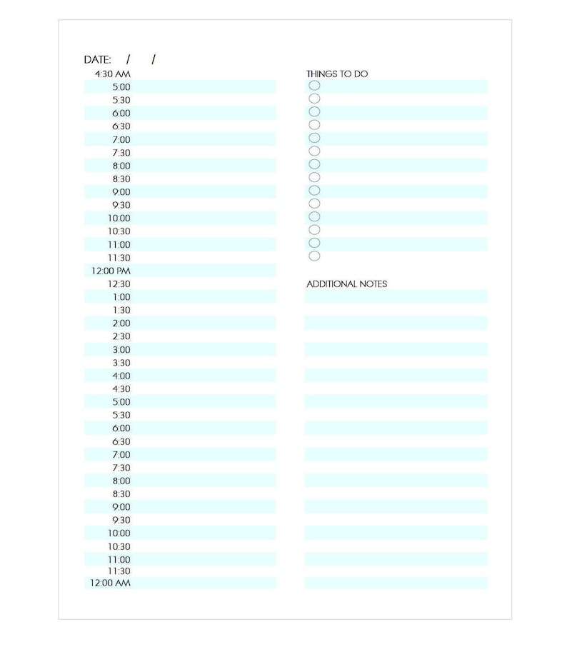 Day at a Glance Daily Planner Planner Worksheet Printable | Etsy