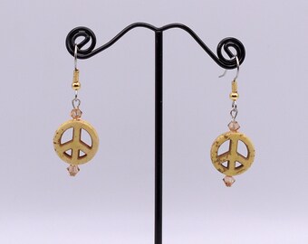 Yellow Peace Sign Earrings