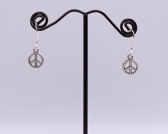 Silver Peace Sign Earrings