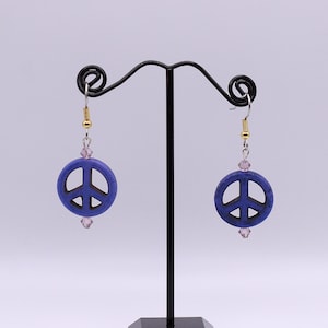 Purple Peace Sign Earrings
