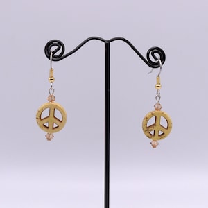 Yellow Peace Sign Earrings