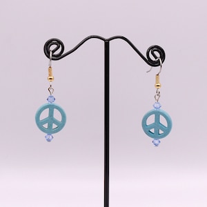Light Blue Peace Sign Earrings