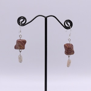 Zebra Jasper, Magnesite and Copper Earrings