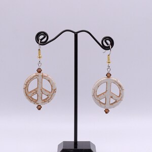 White Peace Sign Earrings