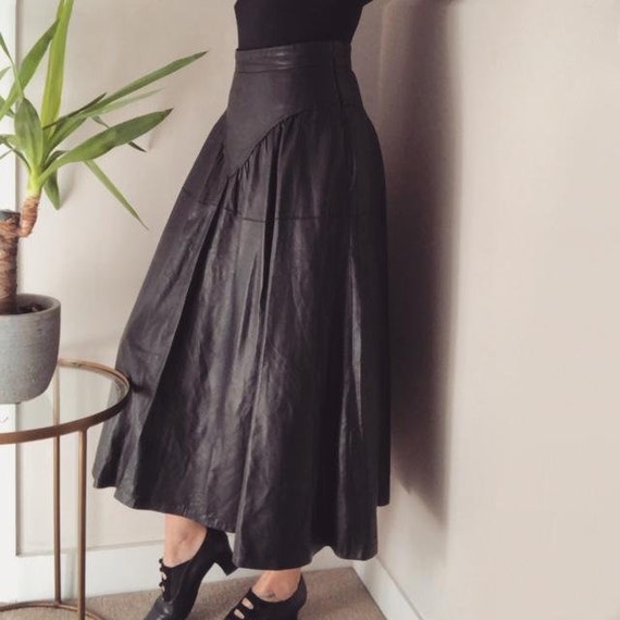 Vintage 1980's Leather circular A-Line skirt