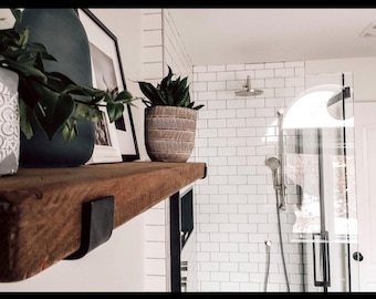 Wood Shelves Hand Made From Reclaimed Wood 2" Thick, Brackets Included