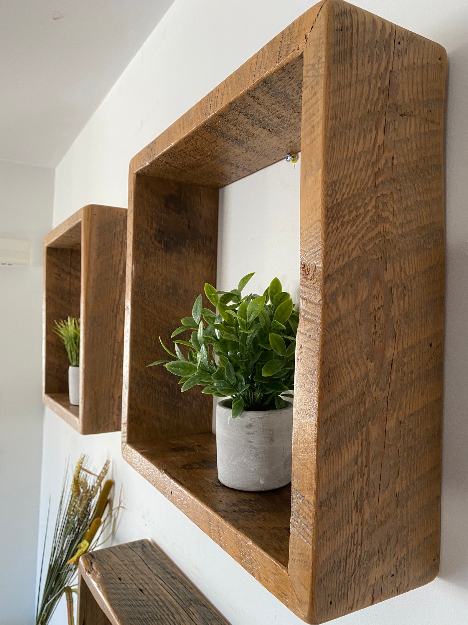 Reclaimed Authentic Barnwood Cube Style Shelves Etsy Canada