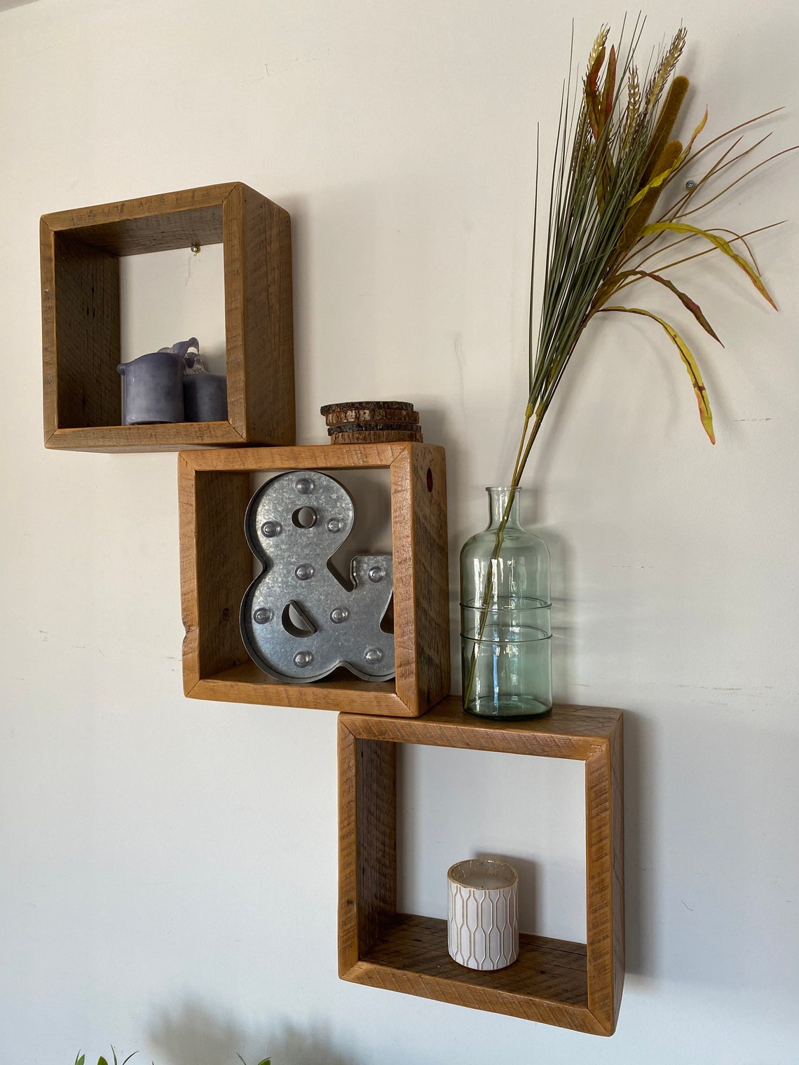 Reclaimed Authentic Barnwood Cube Style Shelves Etsy Canada