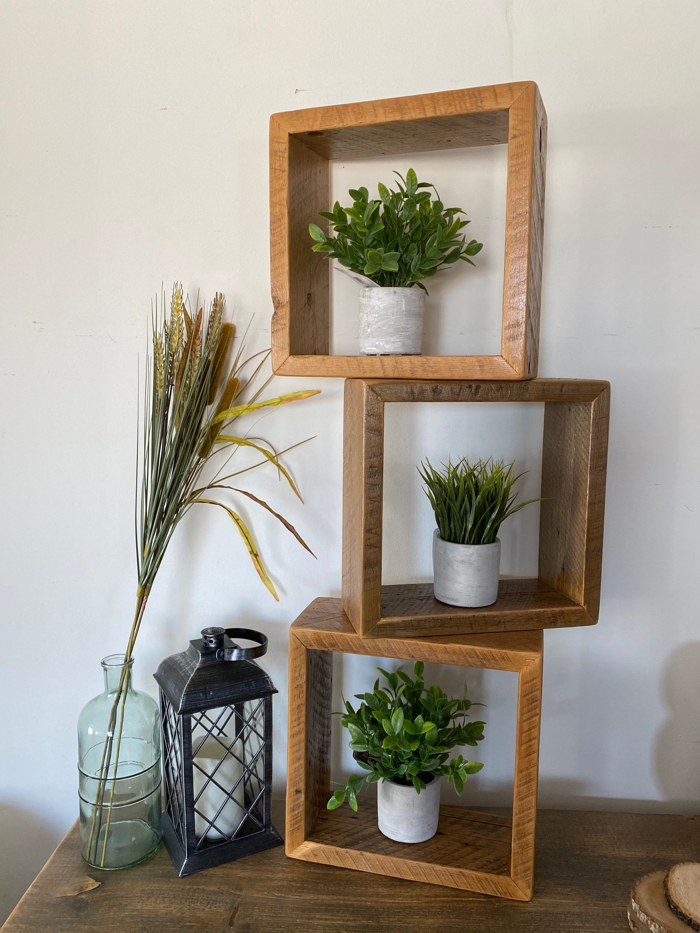 Reclaimed Authentic Barnwood Cube Style Shelves Etsy Canada