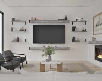Stunning Fireplace Mantle With Metal Caps , Wood Beam Mantel, Fireplace Beam, Floating Shelf, Mantle
