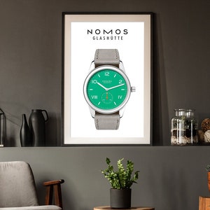 Nomos Club Campus Green Poster | Luxury Watch Art Print | Nomos Watch Print | Gift for Watch Lovers | Horology Wall Decor