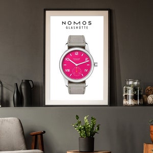 Nomos Club Campus Pink Watch Poster | Luxury Watch Art Print | Horology Wall Decor | Gift for Watch Lovers | Nomos Poster