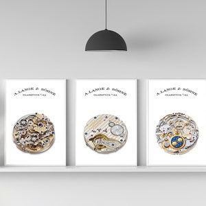 A. Lange & Söhne Watch Movement Poster Set | German Watch Art Prints | Gift for Horology Enthusiasts
