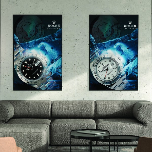 Rolex Explorer II poster, Rolex art, Gift ideas for men, Gift ideas for women, Watch poster, watch print, watch art