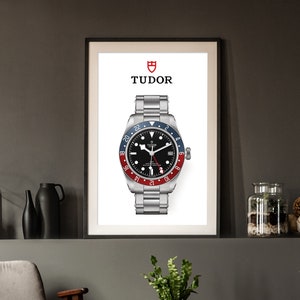 Tudor GMT Black Dial Poster, Tudor poster, Gift ideas for men, Gift ideas for women, Watch poster, watch print, watch art