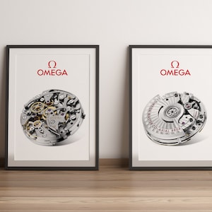 Omega Movement Poster Set | Luxury Watch Art Print | Timepiece Wall Decor | Gift for Watch Lovers & Collectors