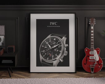 IWC Chronograph poster, iwc watches, iwc watch art, IWC poster, Gift ideas for men, Watch poster, watch print, watch art