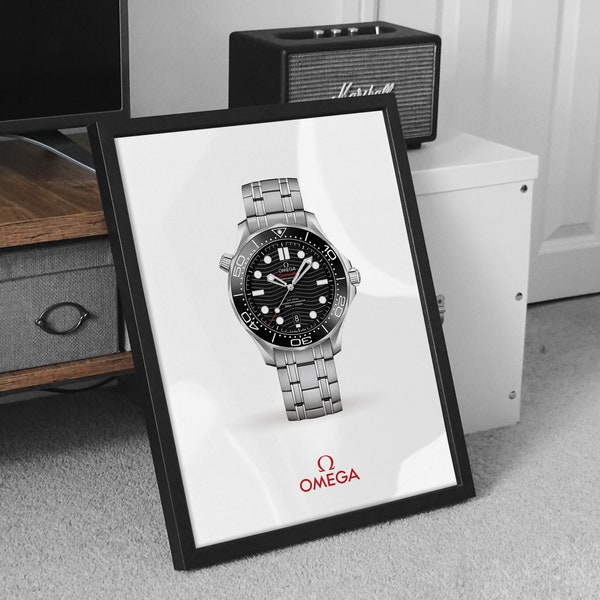 Sea-master 300m Black Dial, Gift ideas for men, Watch poster, watch print, watch art