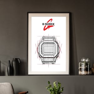 G-Shock Sketch Poster | Digital Watch Art Print | Gift for Watch Enthusiasts | Iconic Casio G-Shock Design