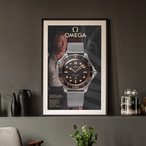 Seamaster 300 No Time To Die Watch Poster | James Bond Edition Print for Watch Enthusiasts | Luxury Horology Wall Art | Gift for Watch lover