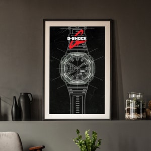 G-Shock Sketch Poster - Unique Watch Wall Art - Gift for Watch Enthusiasts - G-Shock Art Print - Watch Lover Gift