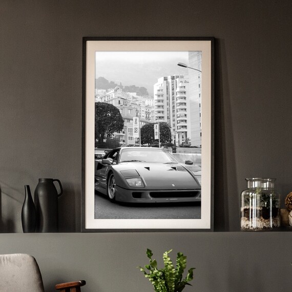 80年代 ビンテージ フェラーリ アートポスター 額縁付 旧車 レトロ 当時物