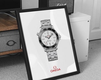 Sea-master 300m, Gift ideas for men,  Watch poster, watch print, watch art