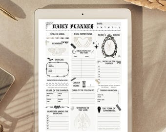 Gothic Daily Planner Printable, Dark To-Do List (A4/Letter)