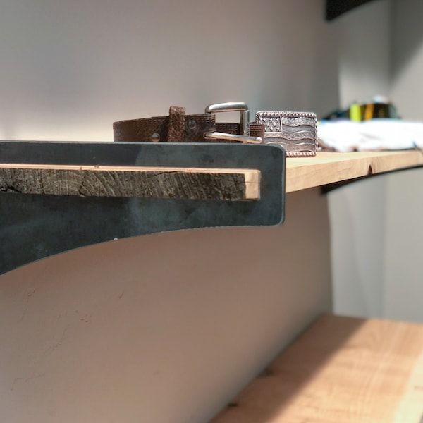 steel stirrup shelf brackets - Industrial farmhouse - sold in pairs - heavy duty hot rolled metal