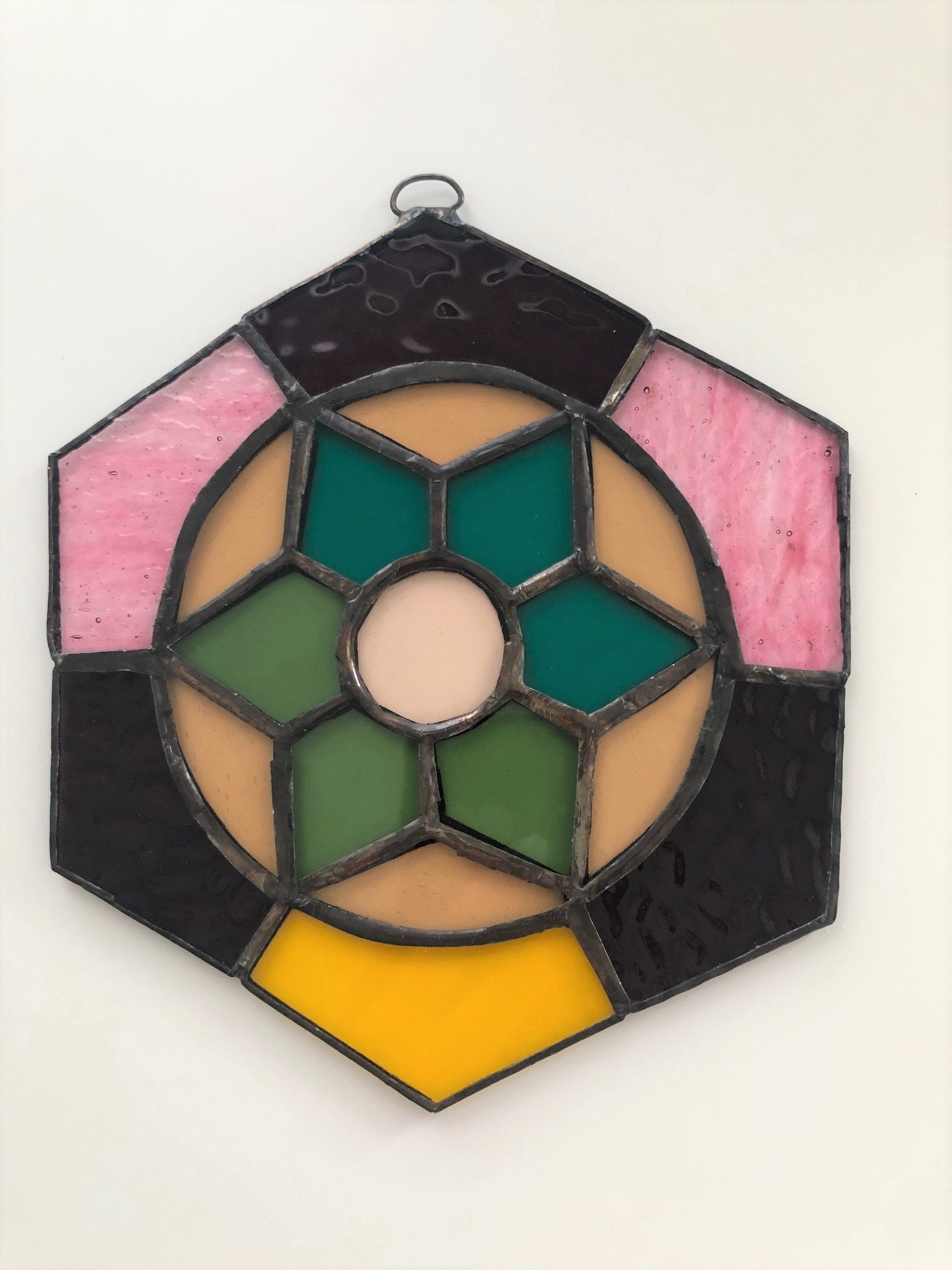 Hand Crafted Stained Glass Hexagon - Etsy UK