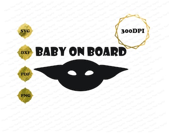 Baby On Board Alien Decal Design, Svg cut file, Printable Decor, Cricut file, Silhouette File, Crafts, PNG, DXF, pdf, Digital Download