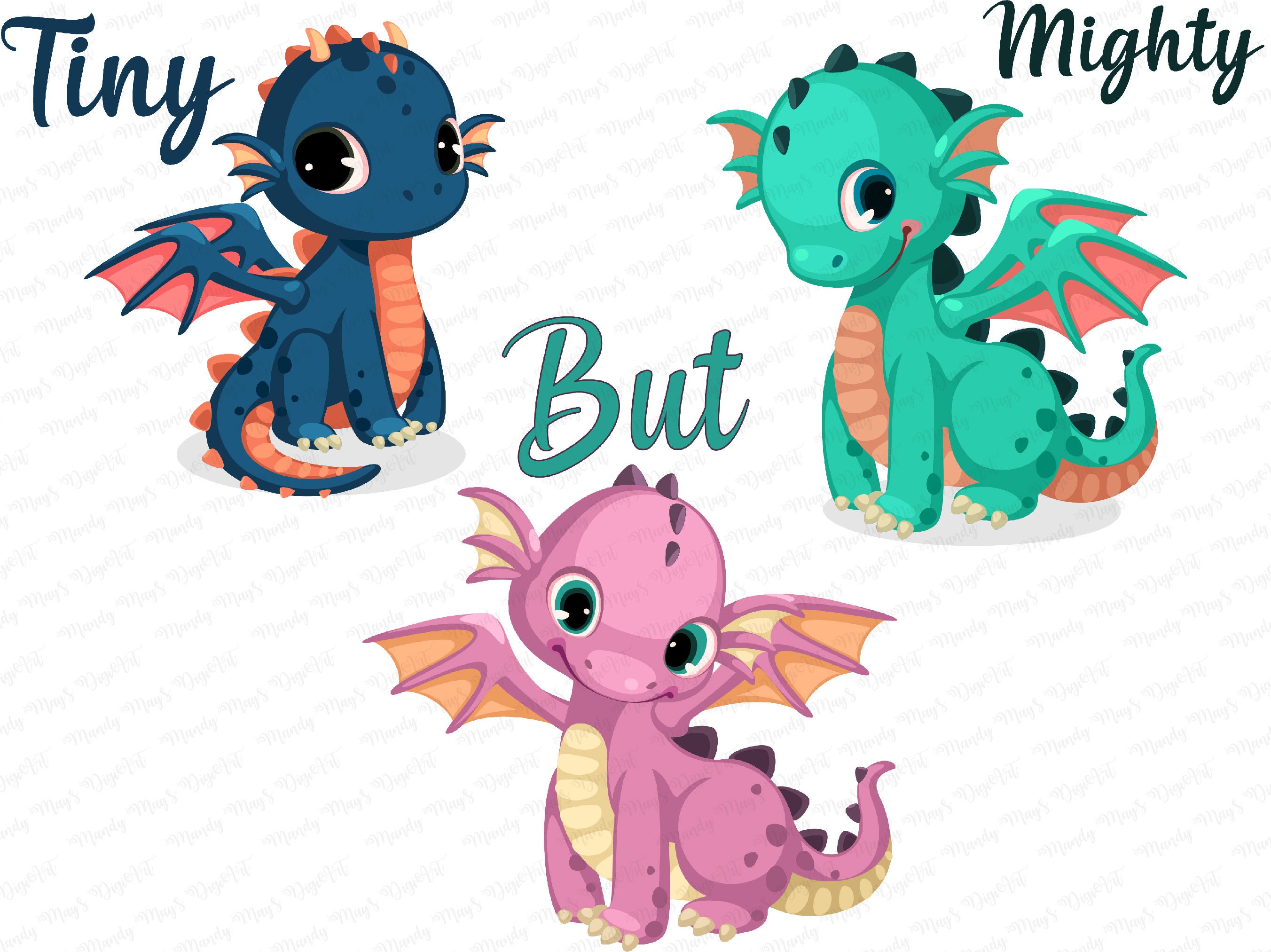 Cute Baby Dragons Nursery Decor Three Cute Dragons Tiny but Etsy