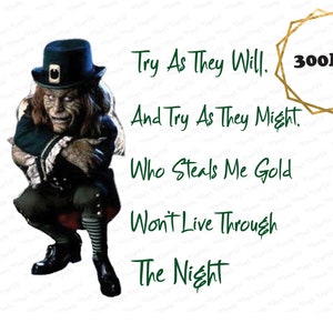 Leprechaun and Quote Sublimation, Clipart, PNG, Digital Download, Creepy, Halloween or St Patrick&#39;s day tumbler design, halloween sub