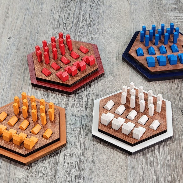 Handmade Catan wood game piece organizer | color matched for each player
