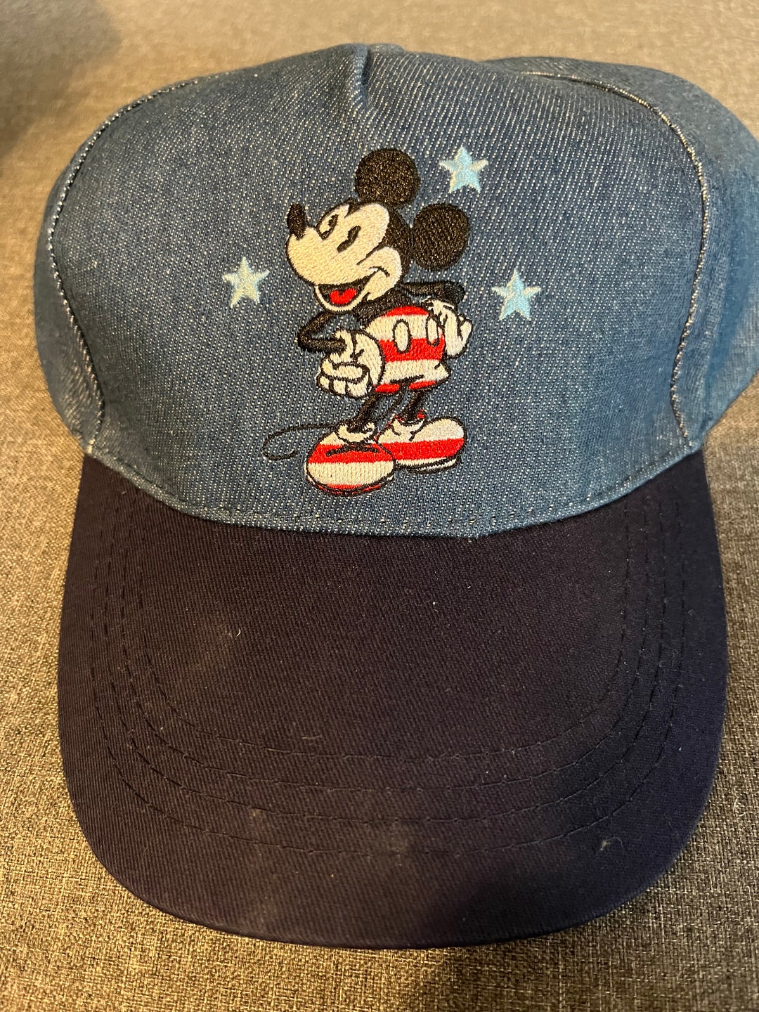 Mickey Mouse Denim Baseball Cap Etsy