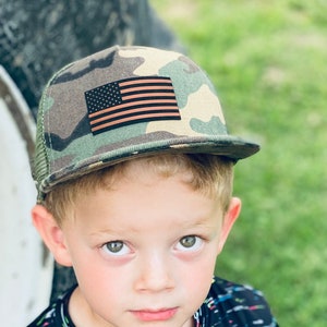 Custom Toddler Hat American Flag Personalized toddler hat signature toddler leather patch hat