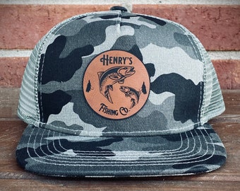 Custom Toddler Fishing Hat, Personalized Leather Patch