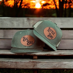 Custom Toddler Hat Big Bro Little Bro Personalized toddler hat signature toddler leather patch hat Baby Announcement gift