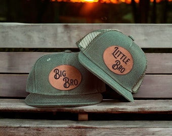 Custom Toddler Hat Big Bro Little Bro Personalized toddler hat signature toddler leather patch hat Baby Announcement gift