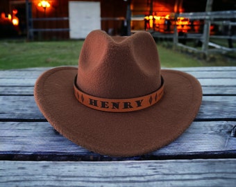 Custom Toddler Cowboy Hat | Personalized Toddler Cowboy Hat | Custom Toddler Leather Band Cowboy Hat | Kids Cowboy Hat